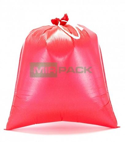 Мешки для мусора с завязками 35 л, 30 мкм, 10 штук, ПCД, красные, для тяжелого и острого мусора прямое дно + ленты для затягивания - Вид 4